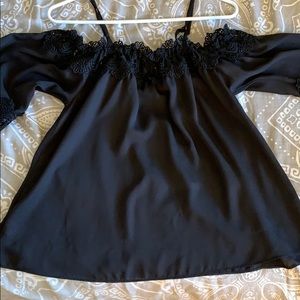 Black lace off the shoulder top